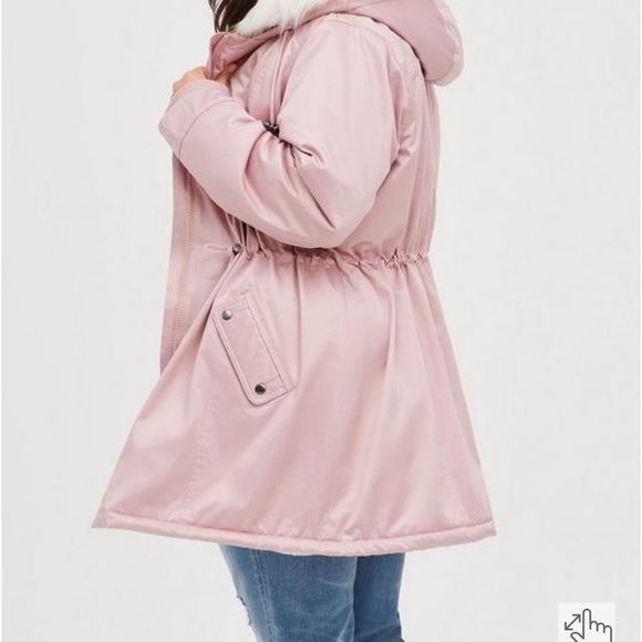 Torrid Nylon Fur Trim Fit And Flare Puffer - Picture 6 of 7